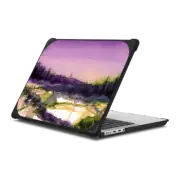 MacBook Pro 14-inch (M1 - M4) Bounce Case NATURE REIGNS SUPREME 3 MACBOOK, FOREST TREES AMETHYST PURPLE GREEN WATERCOLOR ABSTRACT PAINTING
