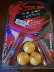 MCR Joon Ping Pong Racket set w/ 3 Balls / Red Handle Table tennis bats