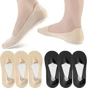 [YUXIANLB] 6 Pairs Warm No Show Socks For Women Invisible Silk Socks Flat Socks For Men Ballet Socks Ankle Short Socks Nude Socks Thin Socks For Loafer Low Cut Liners No See Non Slip Ice Feeling Sock,
