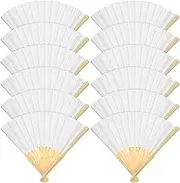 VICASKY Manual Folding Fan 12pcs Chinese Style Fabric Fan Summer Cool Prop Antiquated Design for Dance