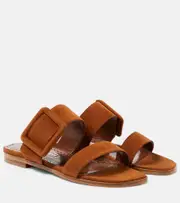[Manolo Blahnik] Manolo Blahnik Titubaflat suede sandals AU 6 brown