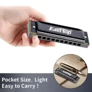 EASTTOP 10Hole Diatonic Harmonica C Blues Harmonica for Beginner Adult Kid Gift