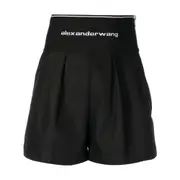 [Alexander Wang] Alexander Wang Logo-waistband Safari Shorts 4 US BLACK