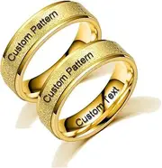 [4EAELove] Her King His Queen Promise Couple Rings Crown Engraved Matte Engagement Wedding Bands Gift Birthday Annivesary Titanium Steel Black