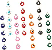 [COHEALI] 50pcs Alloy Oil Dripping Evil Eye Beads for Jewelry Making Diy Craft Charms