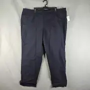 Roz and Ali Ankle Pants Womens 24 W Blue Classic Fit Studded Split Cuff Stretch
