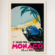 Galrie Monaco Grand Prix 1933 Vintage Racing Poster - Perfect for Home Decor, Wood Frame, A2 42 x 60cm (16 x 24inch)