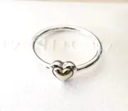 Pandora 14k Gold Domed Golden Heart Ring #199396C00 HINGED BOX+POLISH CLOTH