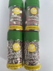 Fun Christmas Decorating Lot 4 Wilton Sprinkles Green Red White 3 oz