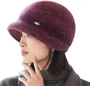 [Mawjom] 1920s Women Slouchy Knit-Beanie Hat - Winter Warm Wool Visor Cloche Hat