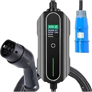 32A Electric Car EV Charger Type 2 7KW 1 Phase CEE IEC 62196-2 Mennekes Home Portable Charging Station 5M Cable for Vehicles(Black)