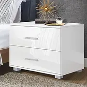 [ALFORDSON] Bedside Table High Gloss Nightstand 59cm x 40cm x 51cm Storage Drawers Sofa Side Chest Cabinet Organiser, for Hallway, Bedroom and Living Room