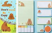 Xqumoi Don't Worry Be Capy Sticky Notes Set, 550 Sheets, Capybara and Orange Pattern Self-Stick Notes Pads Animal Divider Tabs Bundle Writing Memo Pads Back to School Office Supplies Small Gift