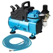 Master Airbrush 1/5 HP Super Cool Runner Dual Fan Air Compressor, Regulator Hose