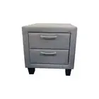 Bedside Table Megan Modern 2 Drawers Night Stand Particle Board Light Grey