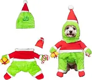 Dog Christmas Costume Green Furry Hat Xmas Halloween Dog Costume Funny Pet Costume Cosplay Outfit Party Favors (Medium, Green Furry Dog Costume)