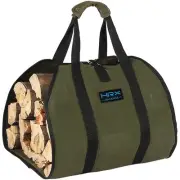 Waxed Canvas Firewood Bag Carrier, Water Resistant Log Tote Wood Carrying Bag...