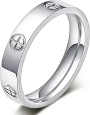 [OreilleStar] Titanium Stainless Steel Cross Spinner Ring Anxiety Rings for Women Men Fidget Ring for Teens Girl Stands for Love