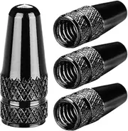 Aluminum Presta Valve Stem Caps – Black Tire Air Dust Covers for Bike (4 Pack) – Fit French Valves on Road, MTB, Hybrid, Racing, Fitness, Folding & Fat Bikes