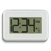 White Digital Clock with Temperature and Timer
