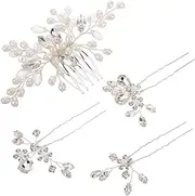 [VERDANVERSE] Handmade Bridal Hair Comb Set Wedding Hair Pieces Flower Know Comb Stylish Bling