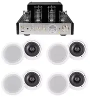 Rockville Tube Amplifier/Home Theater Receiver+(8) 6.5" White Ceiling Speakers