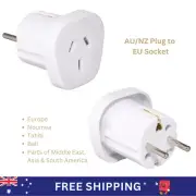Travel Adaptor AU/NZ Plug to EU Socket Double Round Pins Bali Europe Noumea Asia