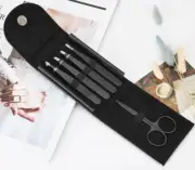 5pcs Stainless Steel Black Eyebrow Trimmer Eyelash Tweezers Set with scissors