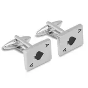 Ace of Spades Card Cufflinks Silver