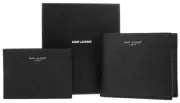 NEW YSL SAINT LAURENT BLACK GRAIN LEATHER 2 IN 1 COMBO LOGO BIFOLD WALLET W/BOX