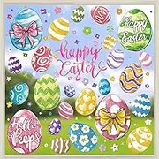 6 Sheets Easter Window Clings Large Easter Eggs Window Decals Oil Painting Eggs Flowers Stickers for Home Office School Decor Spring Glass Window Decoration