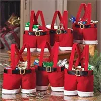 在飛比找樂天市場購物網優惠-2022聖誕老人褲風格包 聖誕紅酒袋聖誕婚禮糖果袋聖誕禮品