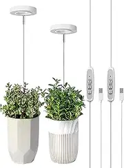 Plant Grow Light, Full Spectrum LED Plant Light for Indoor Plants, Height Adjustable Growing Lamp with Auto On/Off Timer 2/4/8H, 4 Dimmable Brightness, Ideal for Small Plants(2Pack)