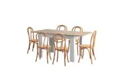 Oikiture 7PCS Dining sets 160cm Extendable Table with Crossback Chairs Natural