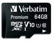 VERBATIM - Premium U1 MicroSDXC Memory Card & SD Adaptor, 64GB
