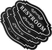 jojofuny Vinyl Bathroom Stickers 4 Pack Washroom Identification Signs Waterproof Black Restroom Decor
