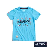 在飛比找Yahoo奇摩購物中心優惠-EDOKATSU 江戶勝 日式多元主題短袖T恤-女-水藍色