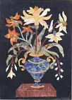 18" x 15" black marble side center table top precious stones inlay wall panel