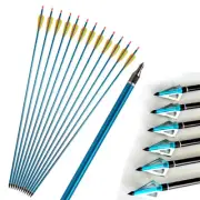 30" Archery Aluminum Arrows with Hunting Broadhead for Compound & Recurve Bow