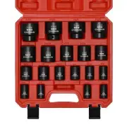19 Piece 1/2-Inch Drive Standard Impact Socket Set, SAE, Shallow, 3/8" to 1-1...