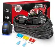 Nilight Wiring Harness Kit Nylon 14 AWG 1 Lead 12V 5Pin Rocker Switch Laser On Off Power Relay Blade Fuse for LED Light Bar Off Road Lights on Cars Jeep Boat Trucks