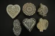 Wood Block Art Stamps Hand Carved Printing Block Textile Stamp Set 3