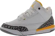 [Jordan] Kid's Shoes Nike Air 3 Retro Laser Orange (PS) 441141-108, White/Black-laser Orange-cement Grey, 12 Little Kid