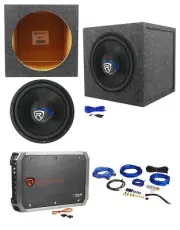 Rockville K5 W12K5S4 12" 1400 Watt Subwoofer+Sealed Sub Box+Amplifier+Amp Kit