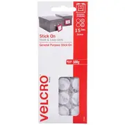 VELCRO Brand Hook and Loop Mini Dots 16mm White 15 Pack