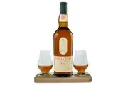 Lagavulin Whisky Tasting Gift Set Hamper Box includes Wooden Presentation Stand plus 2 Original Glencairn Whisky Glasses
