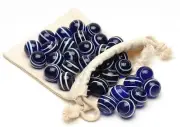 WE Games Dark Blue Stripe Glass Marbles for Solitaire- Set of 33