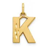 14K Yellow Gold 14Ky Satin Diamond-Cut Letter K Initial Charm