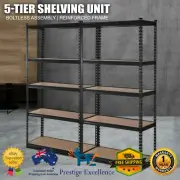 2x1.5M 5 Tier Warehouse Shelving Racking Storage Garage Steel Metal Shelves Rack