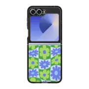 Galaxy Z Flip6 Impact Case Warped Floral Checker